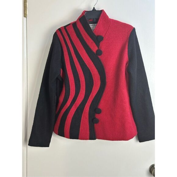 North Style EUC size M red / black wool jacket vintage - Picture 2 of 10